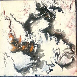 Marble painting on 10x10 canvas.Custom painting designed using black, white,gold